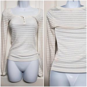 Juicy Couture Women Stripe 3 Button Henley Top